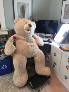 Norris demonstrates Wendy Leiserson's workspace setup.